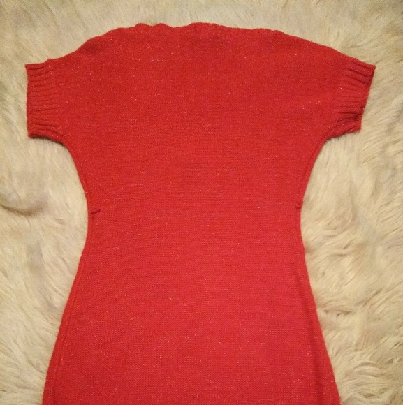 Vintage L.E.I. red sparkly sweater dress size small - Picture 3 of 5